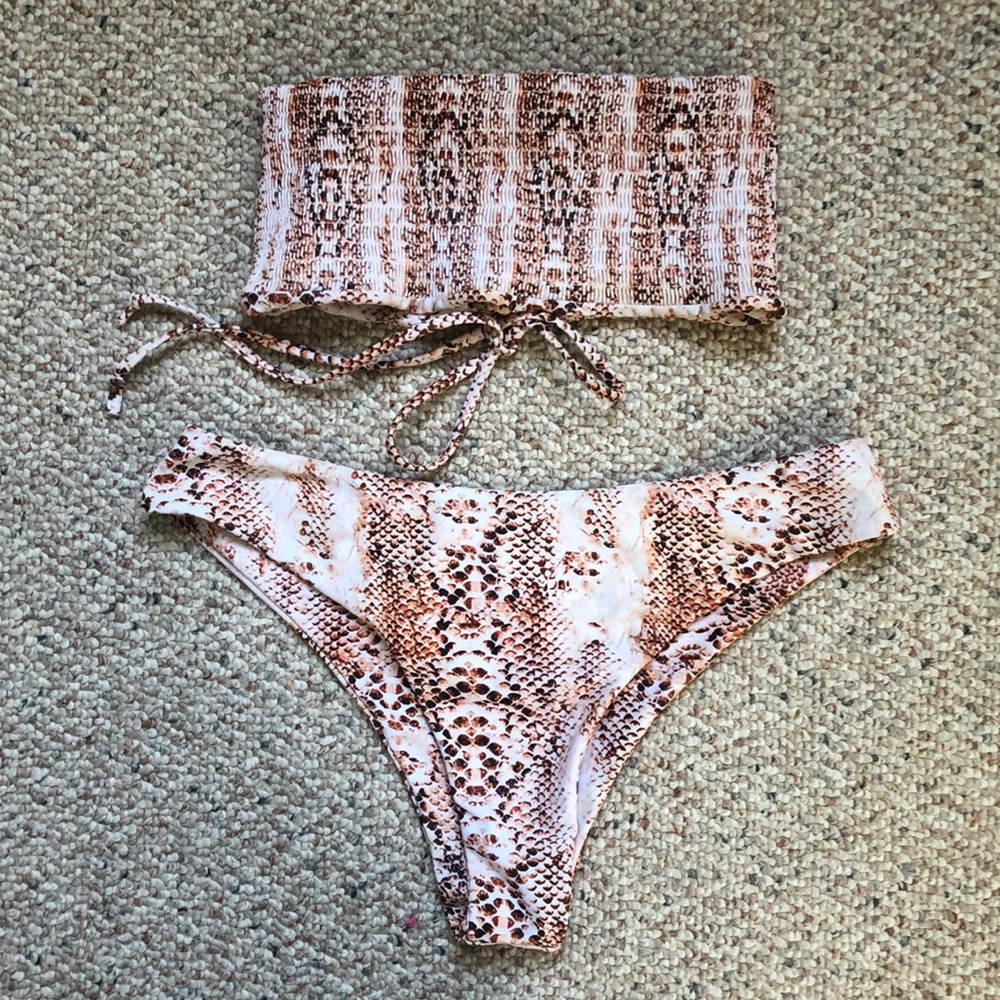 Bandeau Swim Suit Snake Print